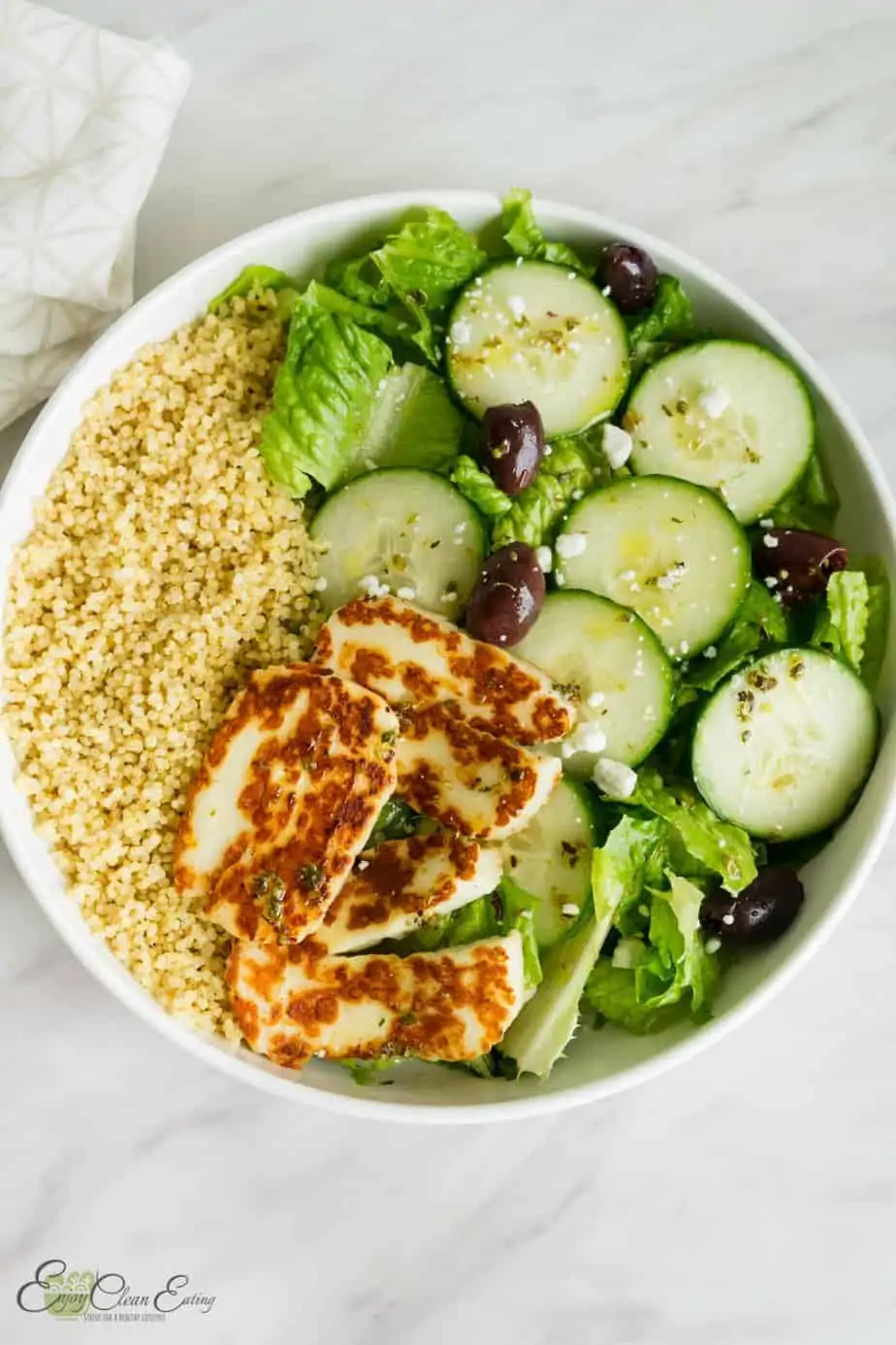 quinoa bowl  greek  salad
