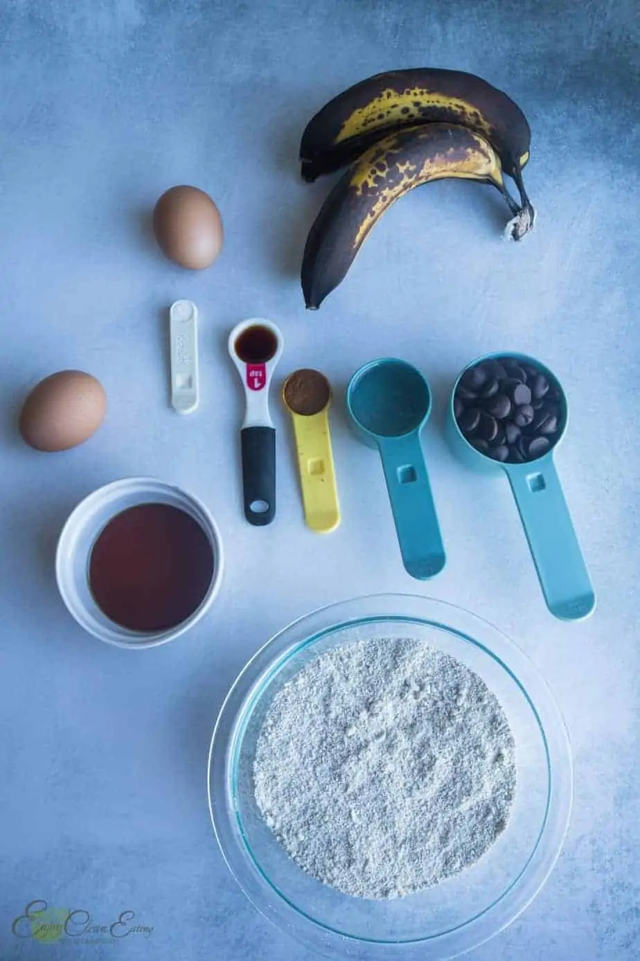 ingredients to make banana oatmeal cupcakes