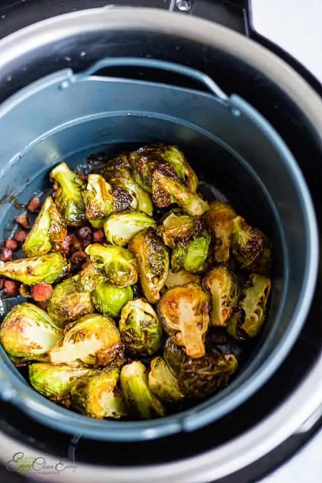 reheating the sprouts in the basket. is easy and the get extra crispy.