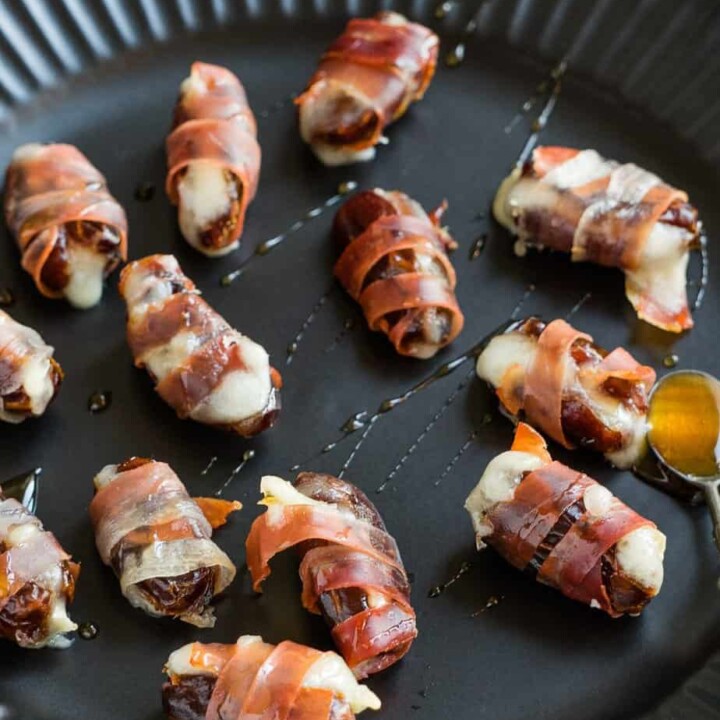 Prosciutto wrapped dates with drizzle of honey