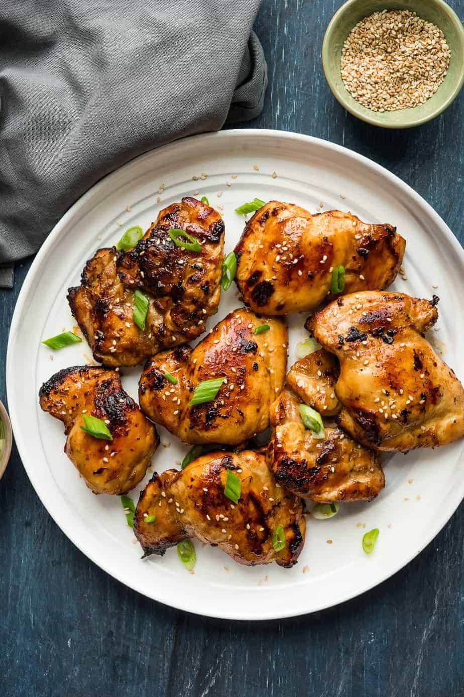 air fryer teriyaki chicken sprinkle with sesame seeds and green onion