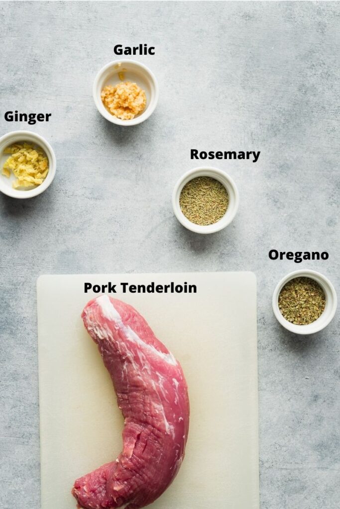 ingredients to make air fryer pork tenderloin.
