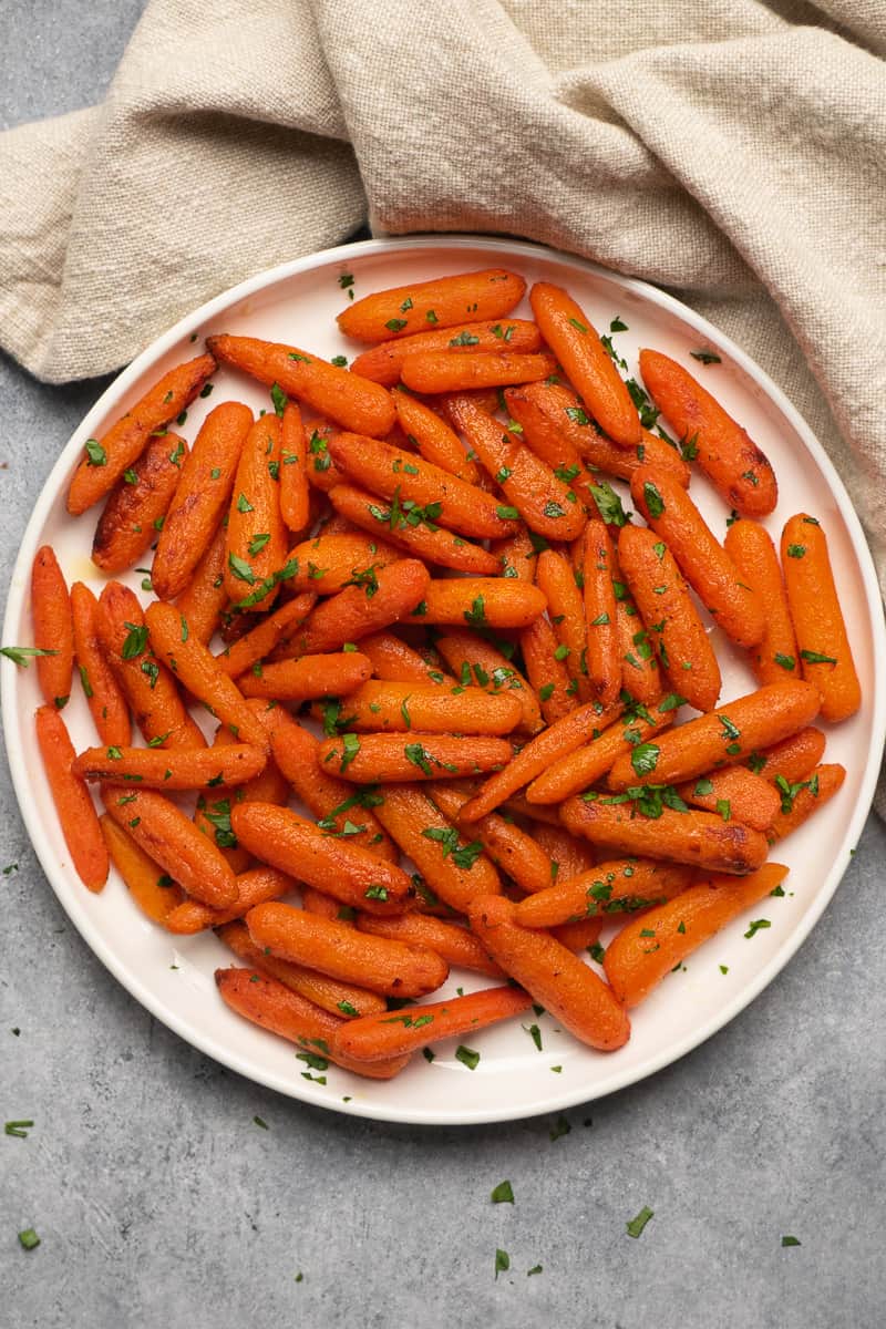 roasted baby carrots sprinkle with fresh parsley.