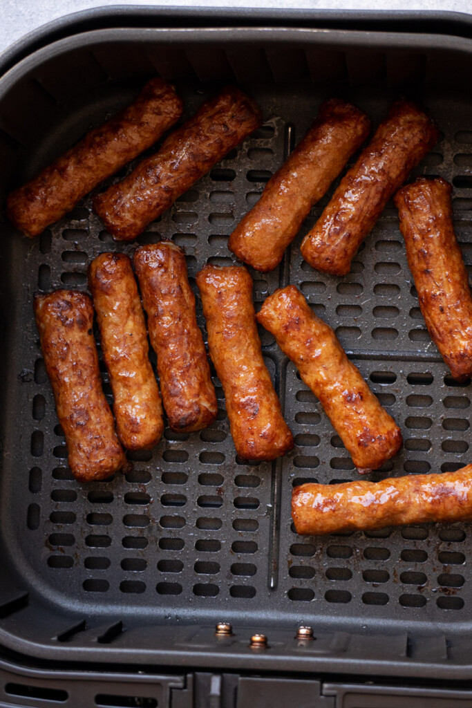 sausage links in the air fryer for breakfast.