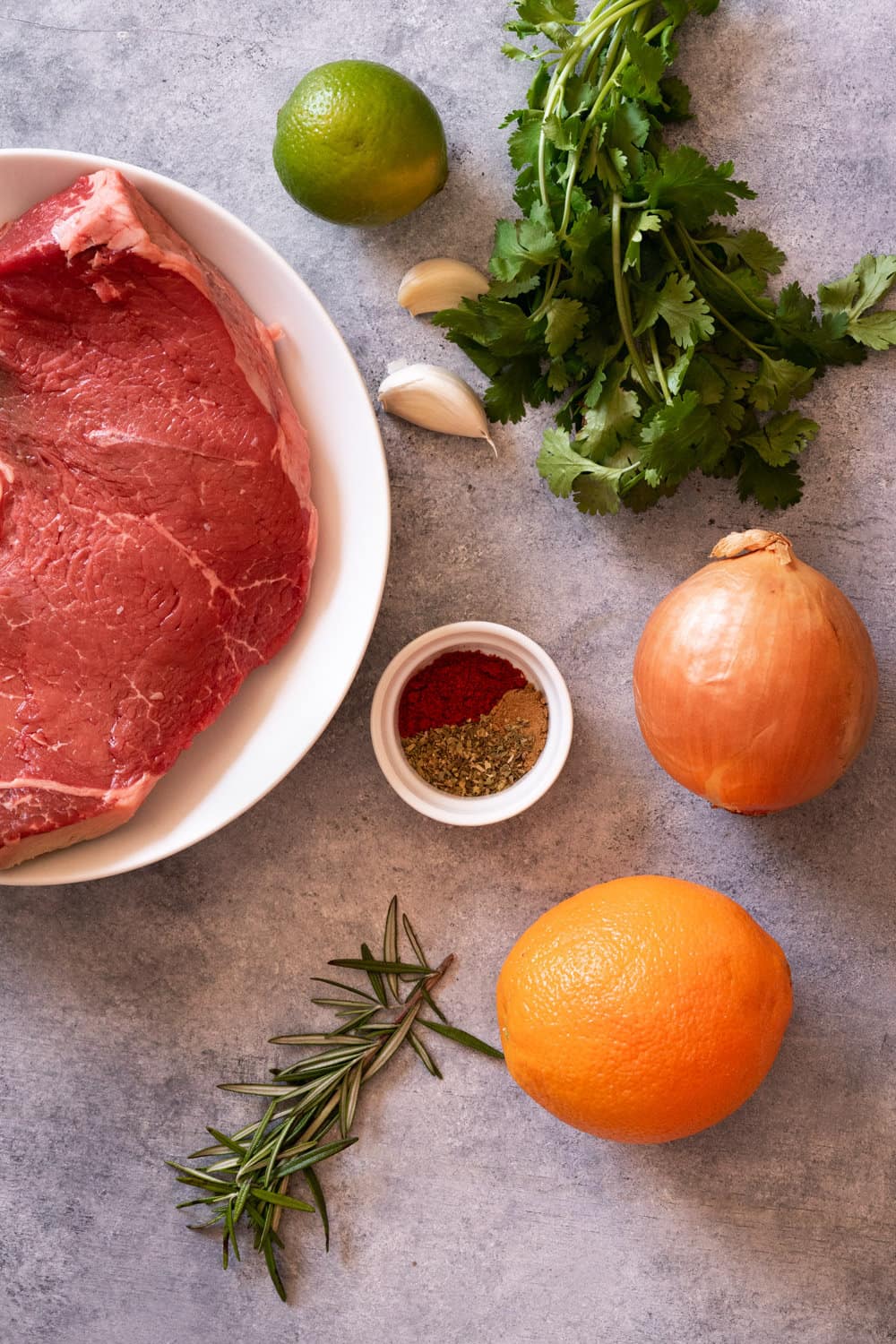 Ingredients to make marinated steak in the air fryer.