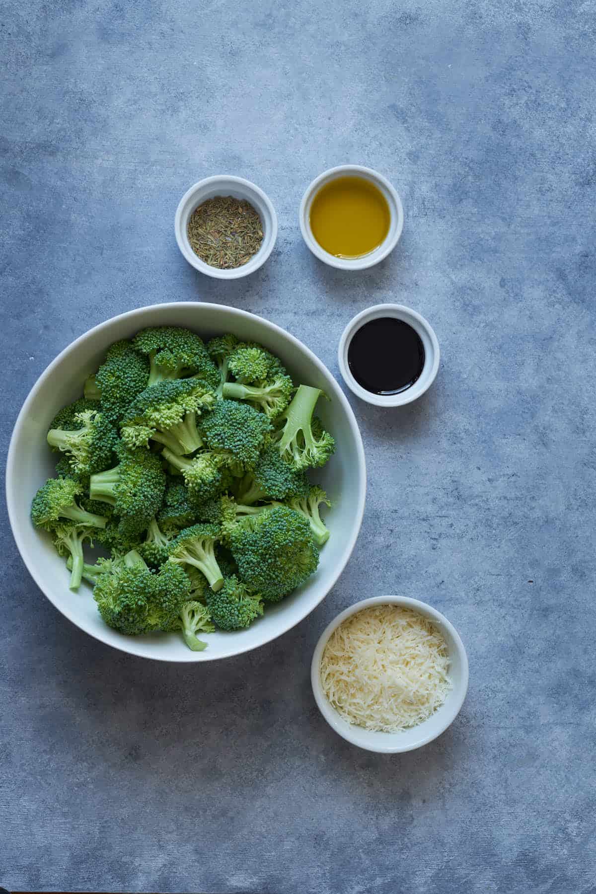 Ingredients to make air fryer broccoli parmesan.