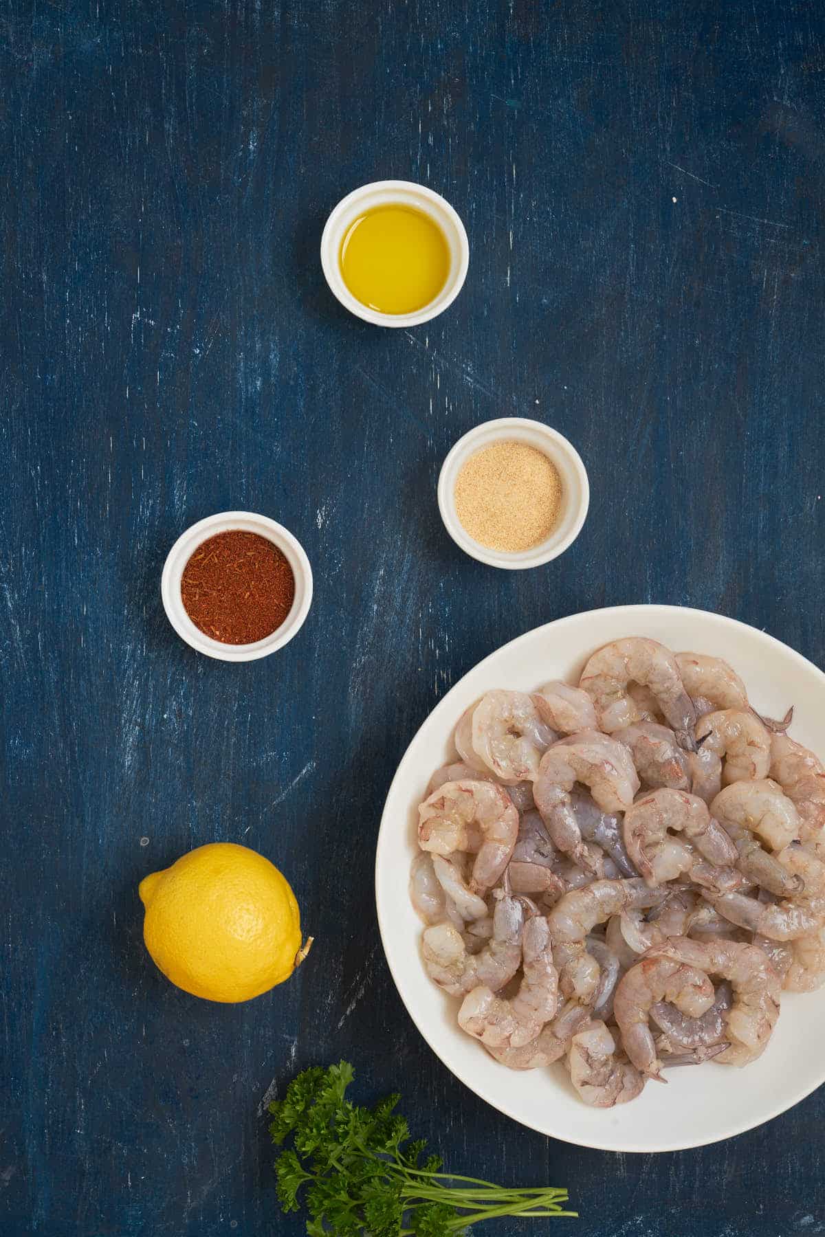 Ingredients to make cajun shrimp.