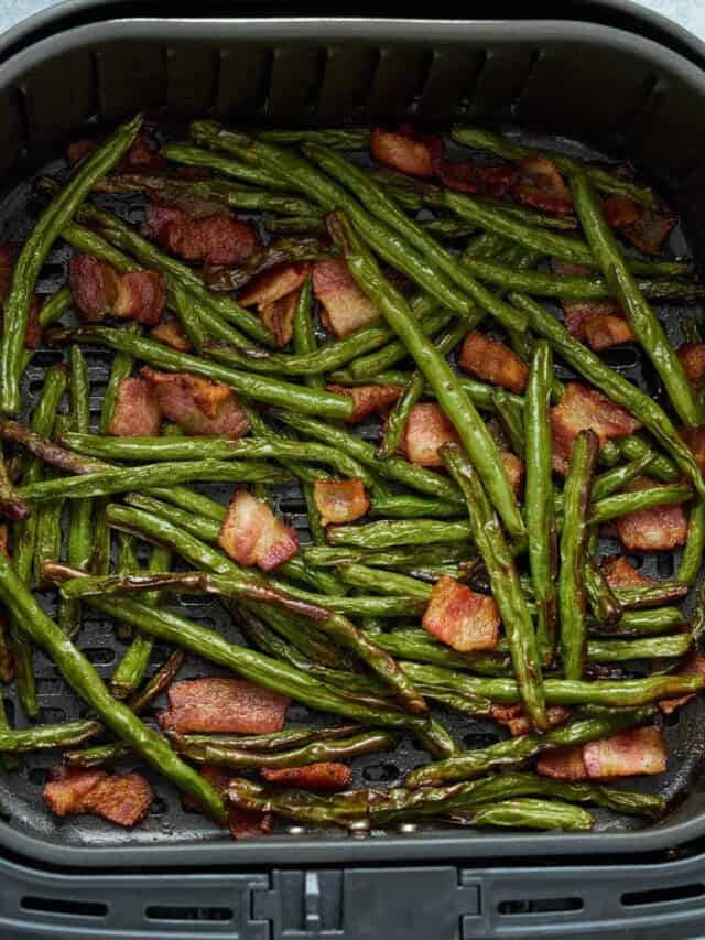 air fryer green beans with bacon. as a side dish for new years eve dinner for 2-4.