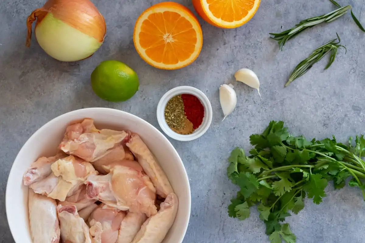 Ingredients to make marinade chicken wings in the air fryer.
