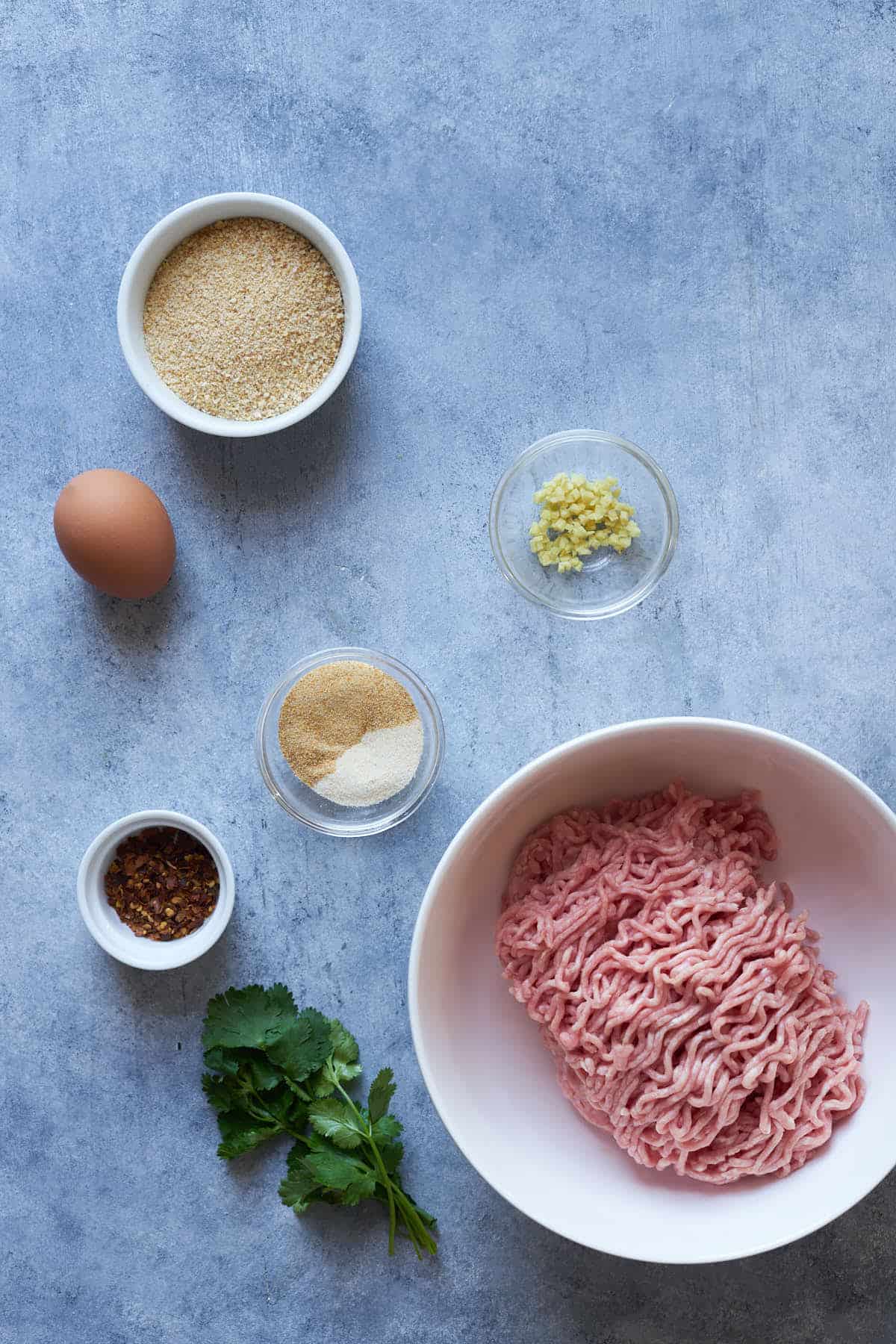Ingredients to make air fryer pork meatballs.