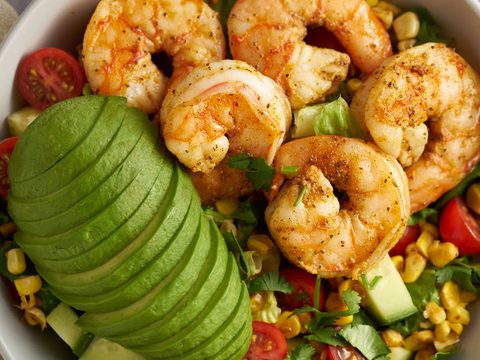 Old bay shrimp salad, with a avocado.